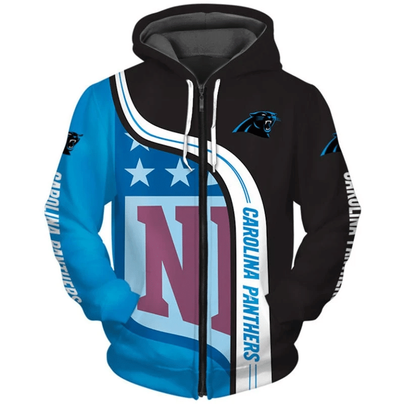 Carolina Panthers Curved Stripes 44 Unisex 3D Hoodie Gift For Fans