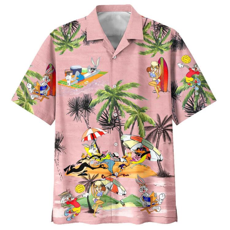 Looney Tunes Cartoon Characters, Bugs And Lola Bunny Summer Time Short Sleeve Hawaiian Set 39