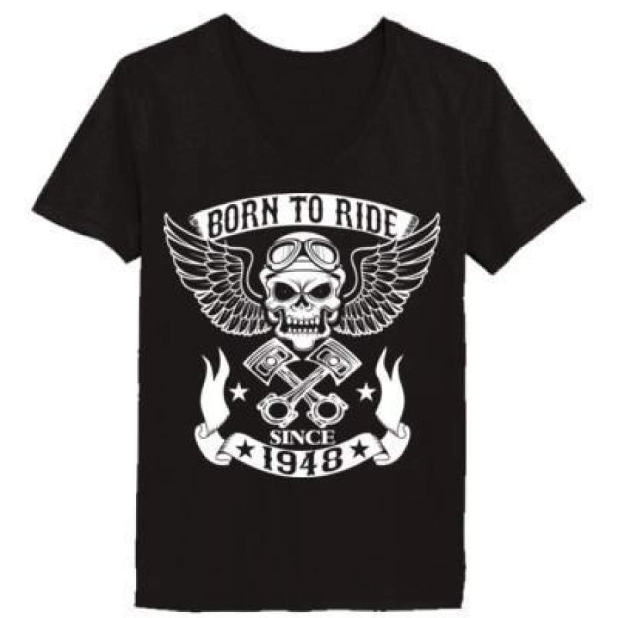 AGR Born To Ride Since 1948 – Ladies’ V-Neck T-Shirt