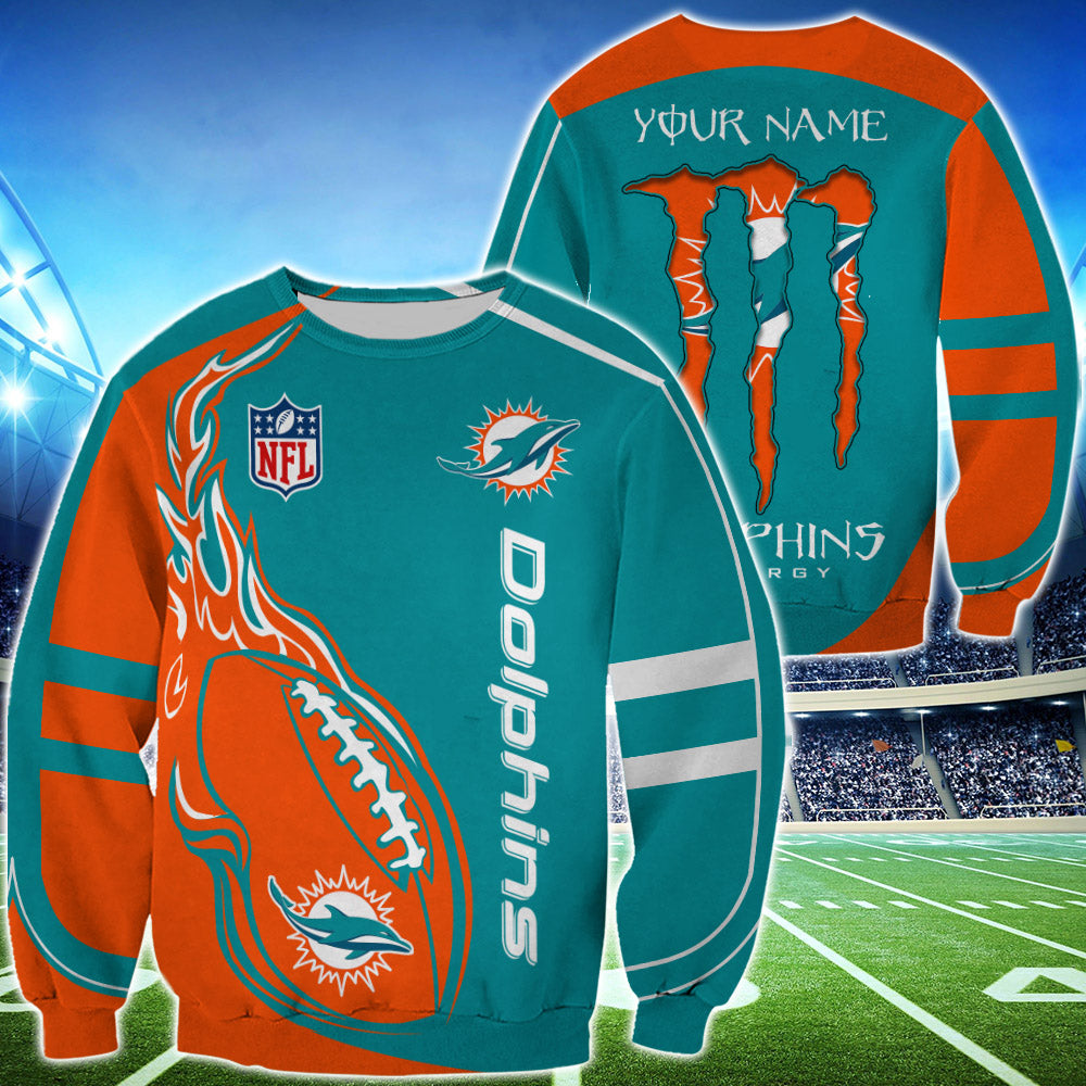 Monster Energy Miami Dolphins Sweatshirt Custom Name