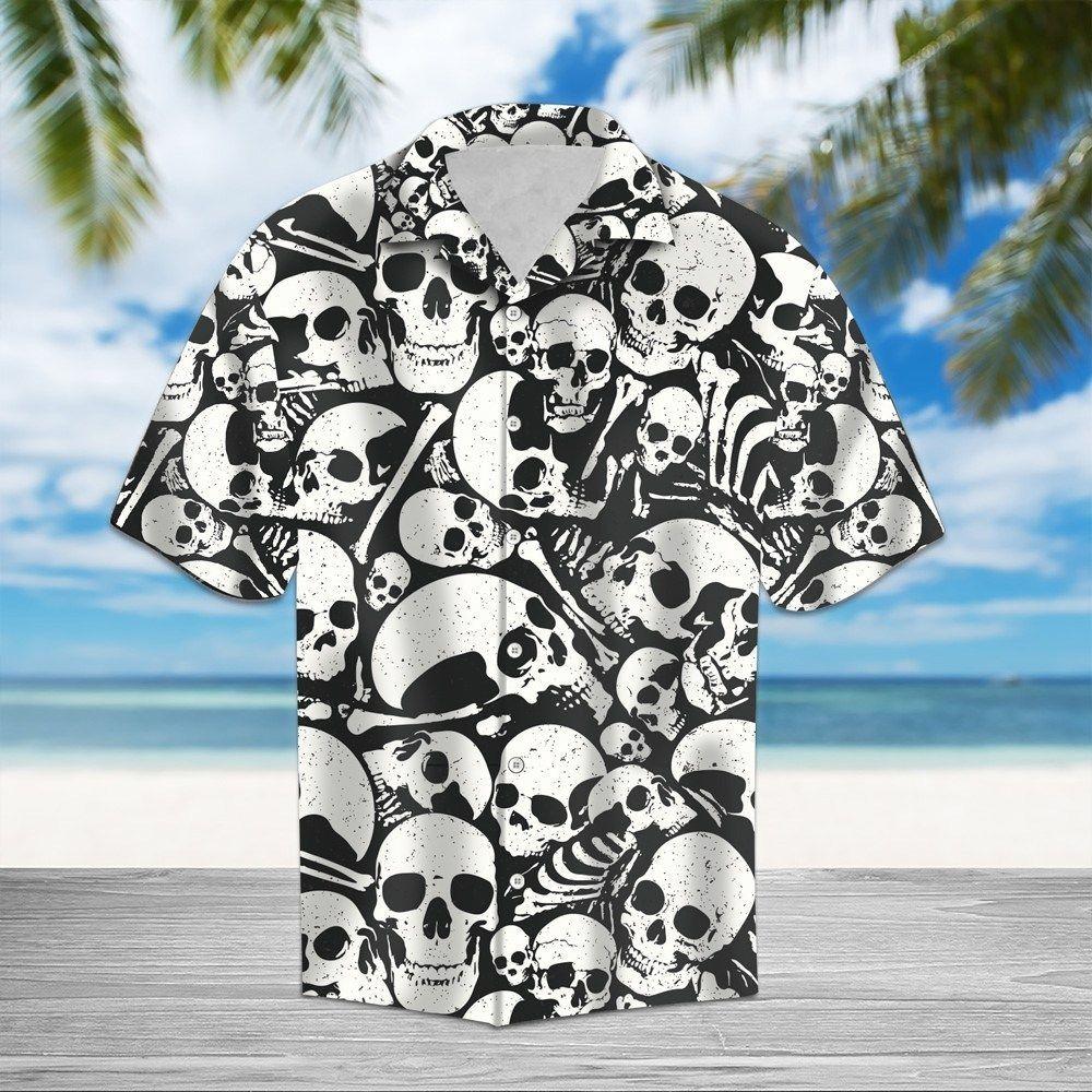 Beach Shirt Get Here Skull Skulls Bones 3D All Over Hawaiian Shirt