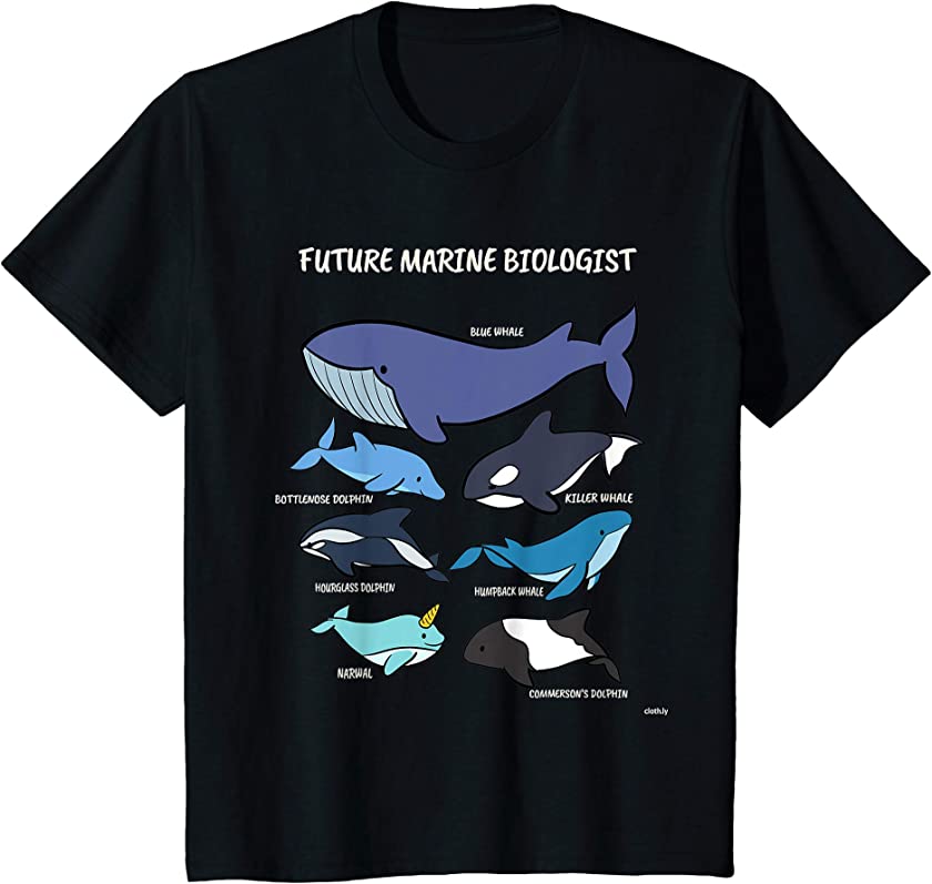 Kids Future Marine Biologist Types of Whales and Dolphins Whale T-Shirt