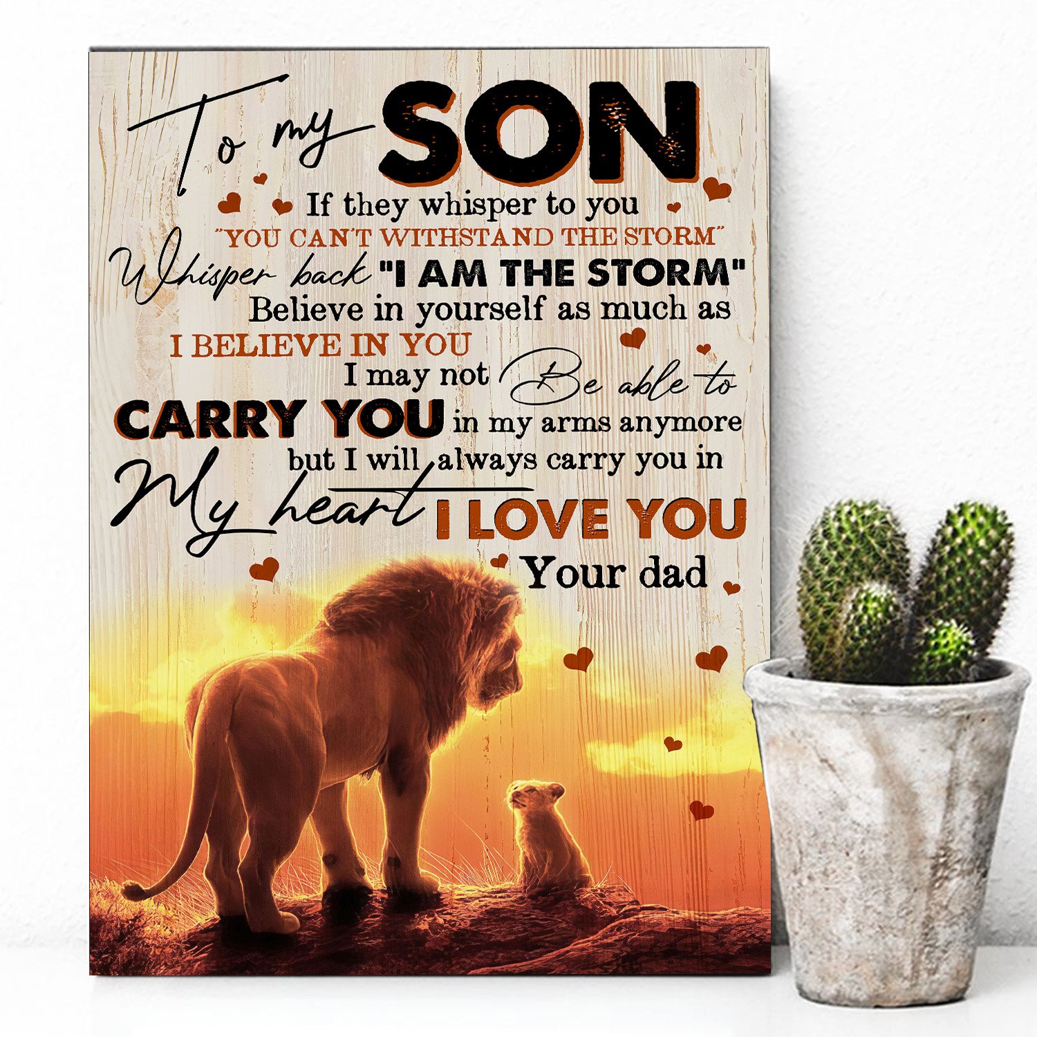 Awesome Family Gift For Son From Dad – Lion – If They Whisper To You ” You Can’t Withstand The Storm” Whisper Back ” I Am The Storm” Believe in Yourself As Much As I Believe In You Poster