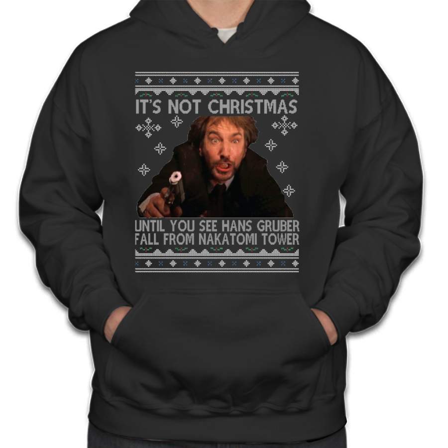 Die Hard Its Not Christmas Unil Hans Gruber Falls Off Nakatomi Tower Knit Pattern Hoodie