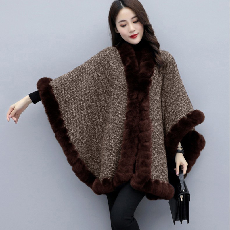 Autumn New Faux Fur Women Shawl Scarf Cloak Solid Fur Collar Fringe Sleeveless Loose Cardigan Poncho Winter Ladies Blanket Coats alx