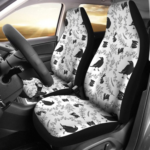 Crows Floral Wreath Rabbit Pattern Universal Fit Car Seat Covers 9008