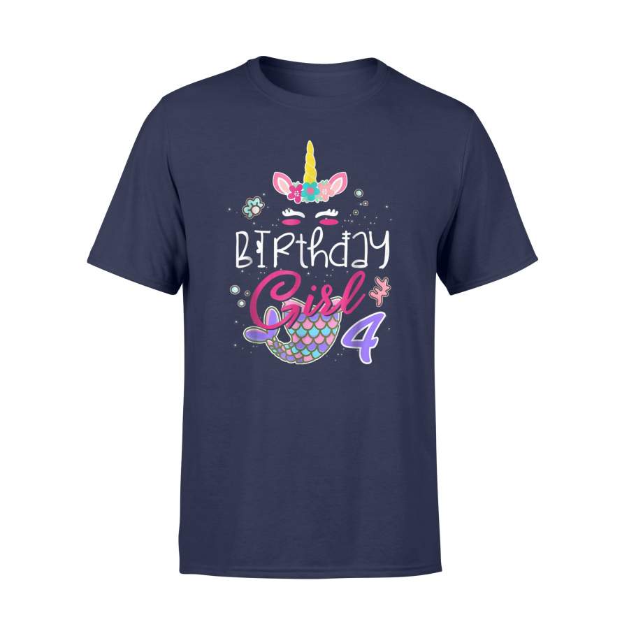 4th Birthday Unicorn Mermaid Girl 4 Years Old T Shirt