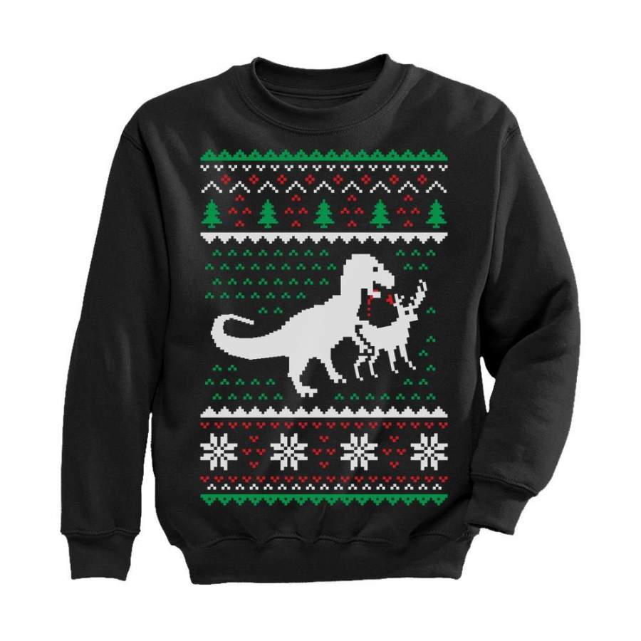 Ugly Christmas Sweater T-Rex VS Reindeer Funny Gift Toddler/Kids Sweatshirt