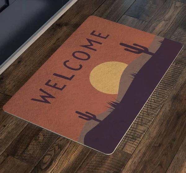 Cactus Scene Midwest Sunset Flower Doormat Indoor And Outdoor Mat Entrance Rug Sweet Home Decor Closing Gift Gift For Friend Family Flower Lovers Gift Idea