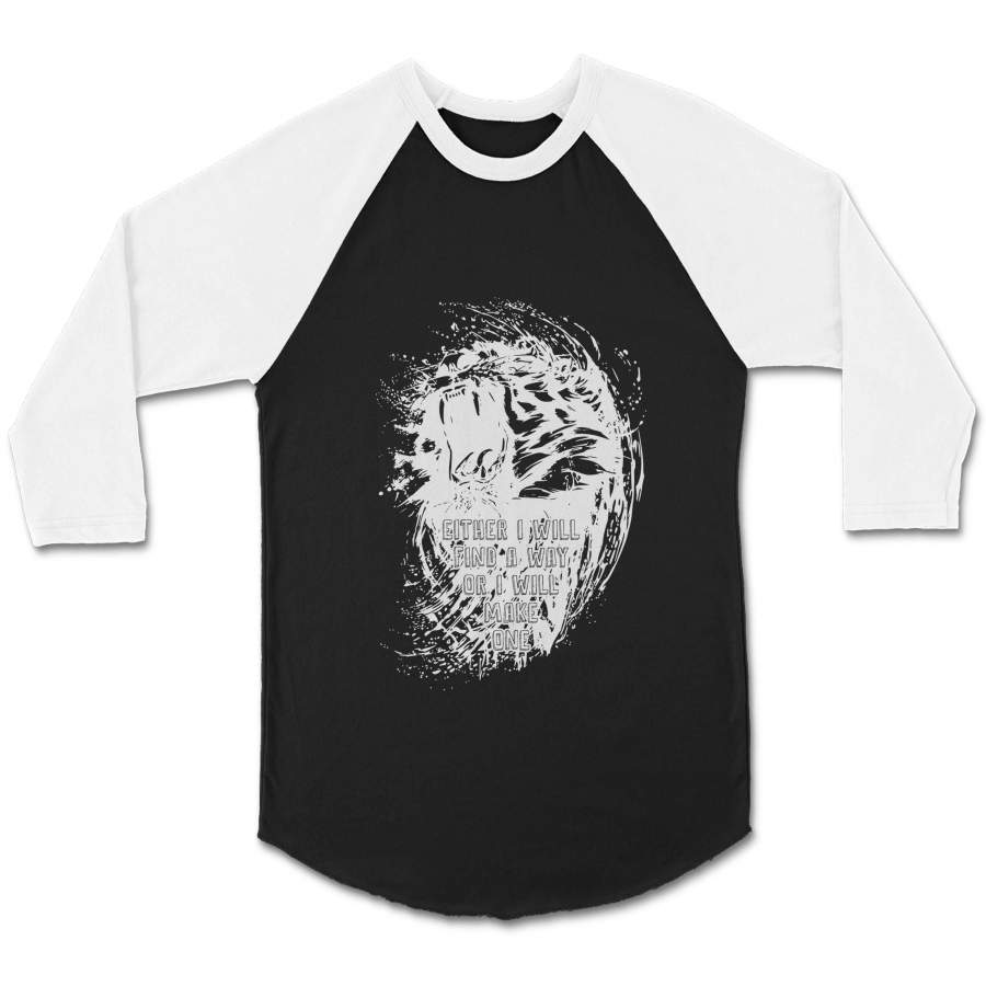 Black Tiger Never Give Up Quotes Text CPY Unisex 3/4 Sleeve Baseball Tee T-Shirt