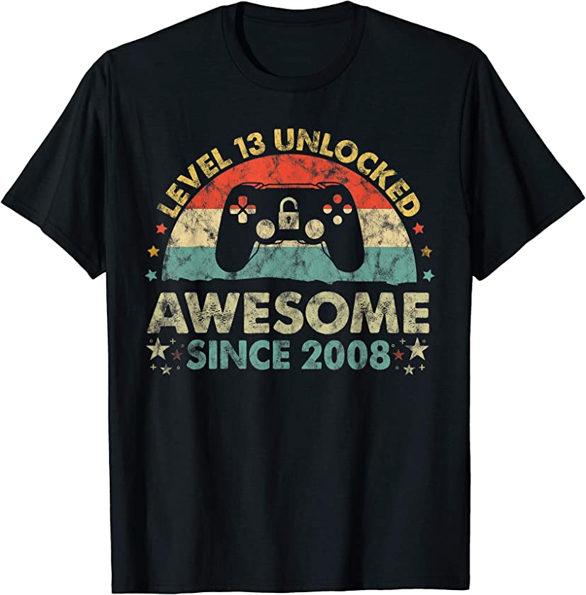 13th Birthday Awesome Since 2008 Vintage 13 Year Old Gifts T-Shirt