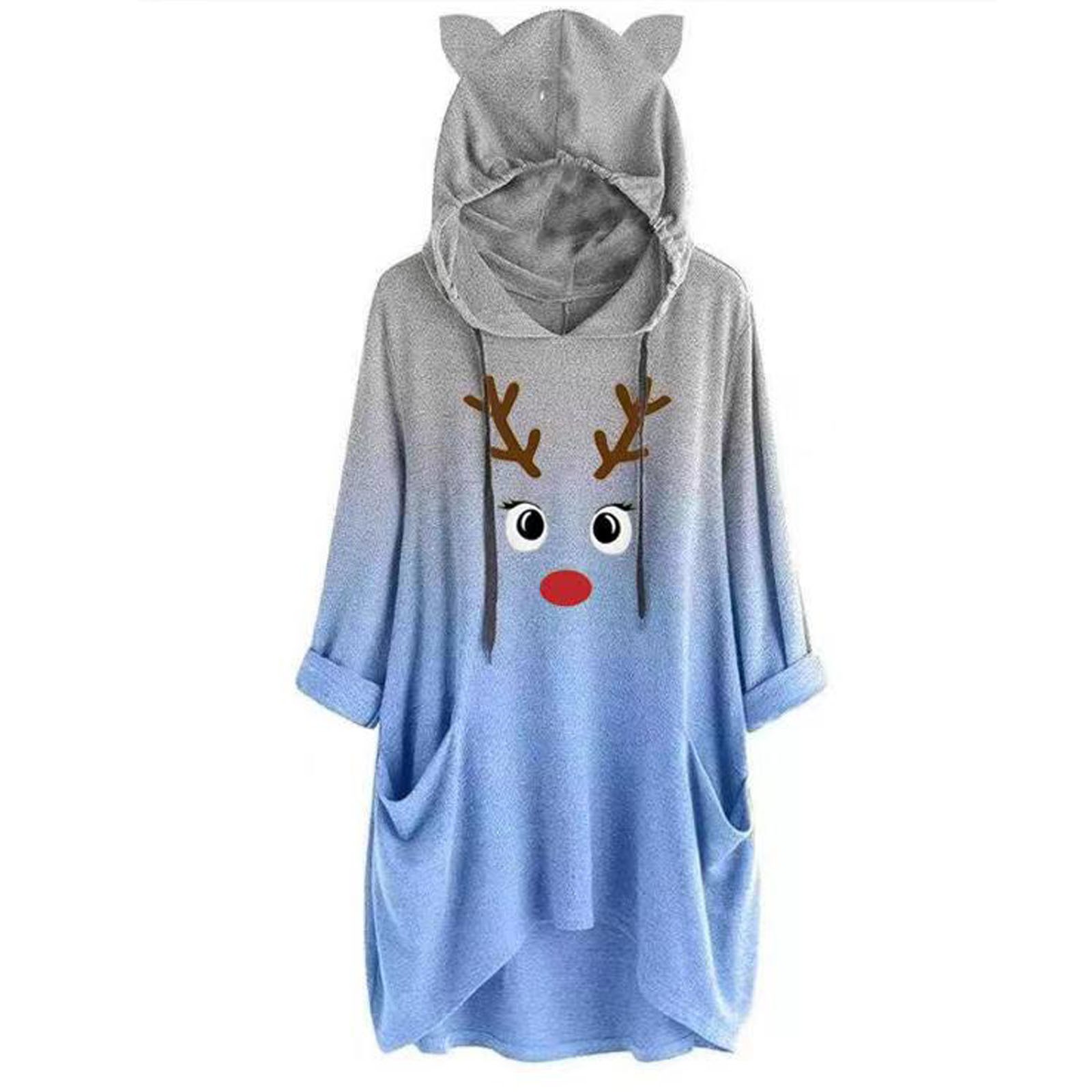 Sweatshirt Hoodies Women Streetwear Cute Women Hoodies Poleron Mujer Tie-dye Print Sweatshirts With Rabbit Ears Y2K Clothes alx