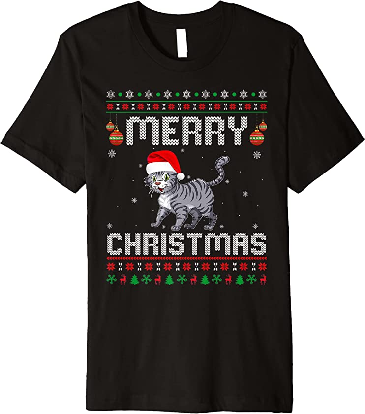 Bobcats Merry Xmas Design Matching Ugly Christmas Holiday Premium T-Shirt