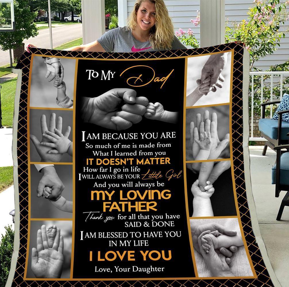 To My Dad My Loving Father – Best Idea Gift From Mom, Gift For Home Decor, Gift For Family  – Fleece Blanket