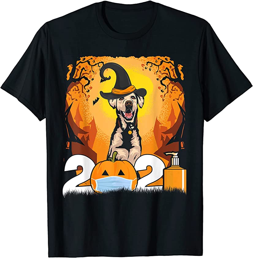 Dog Labrador Witch Hat Funny Halloween 2021 Puppy Lover T-Shirt