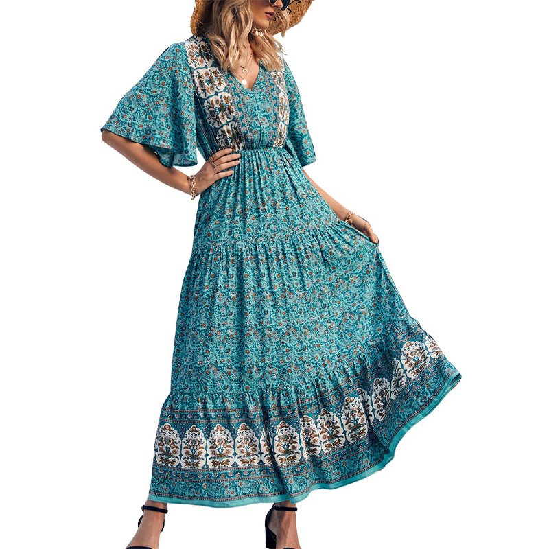 2022 Summer New Explosive Women’s Bohemian Dress Beach Vacation Big Swing Long Skirt dresses for women alx