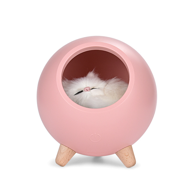 Cute LED Night Light Pet Atmosphere USB Cat House Touch Dimming Table Lamp Kitten Lamp Gift For Kid Baby Bedroom Decor alx