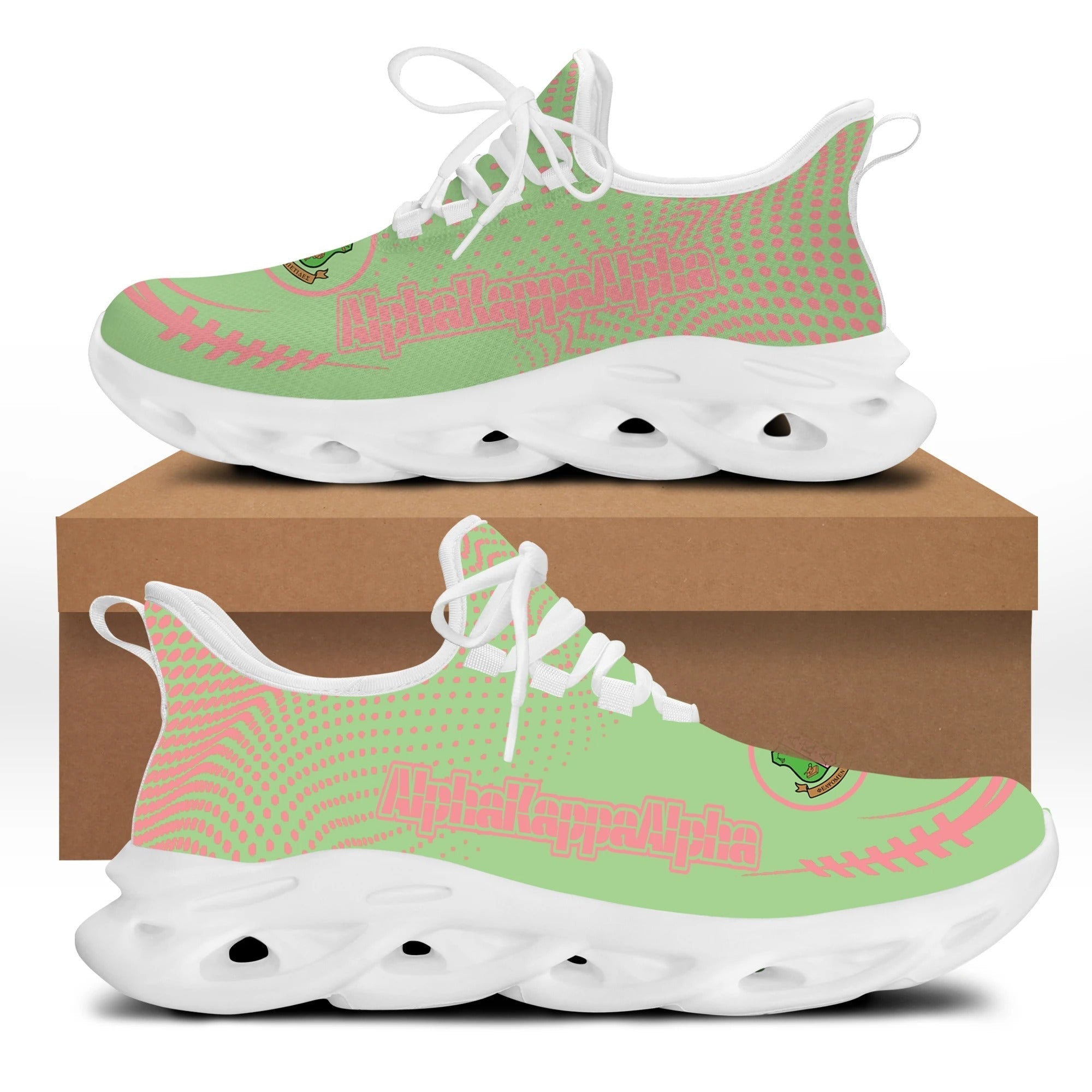 Wonder Print Footwear – Alpha Kappa Alpha Pink Dots Clunky Sneakers Lt10