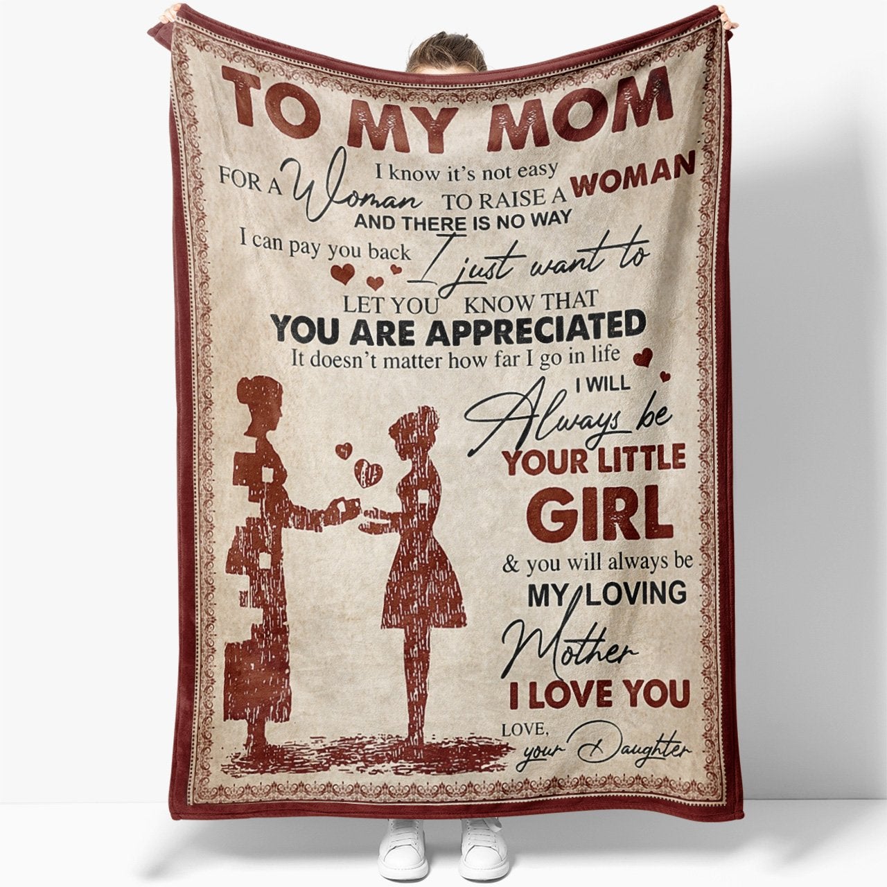 To My Mom I Know It’S Not Easy For A Woman, Fleece Blanket , Mother’S Day Gift From Daughter To Mom, Meaningful Mother’S Day Gift, Home Decor Bedding Couch Sofa Soft And Comfy Cozy