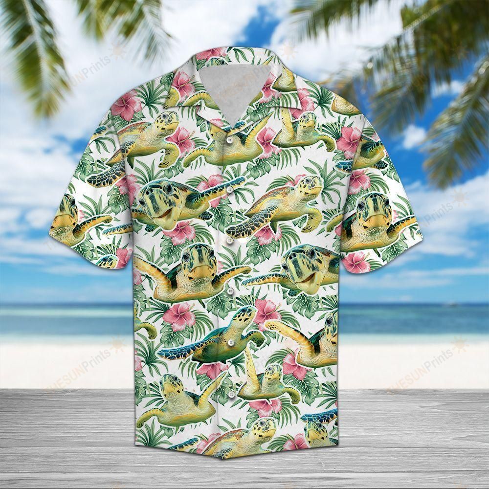 Turtle Flower Tropical Hawaiian Shirt Ha37142