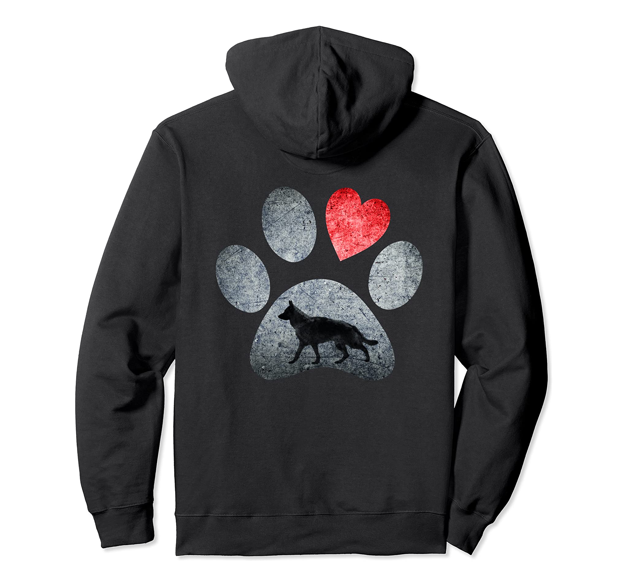 German Shepherd Paws Dog Lovers Red Heart Gift Hoodie Pullover Hoodie