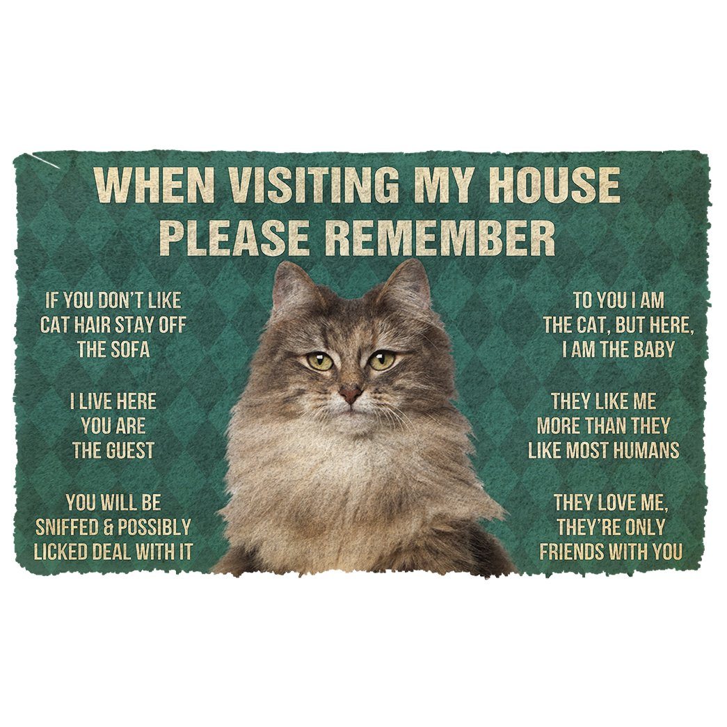 Gearhumans  GearHuman 3D Please Remember Norwegian Forest Cat House Rules Doormat