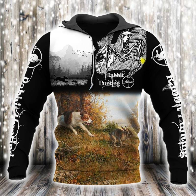 Rabbit Hunting All Over Printed Hoodie N120225