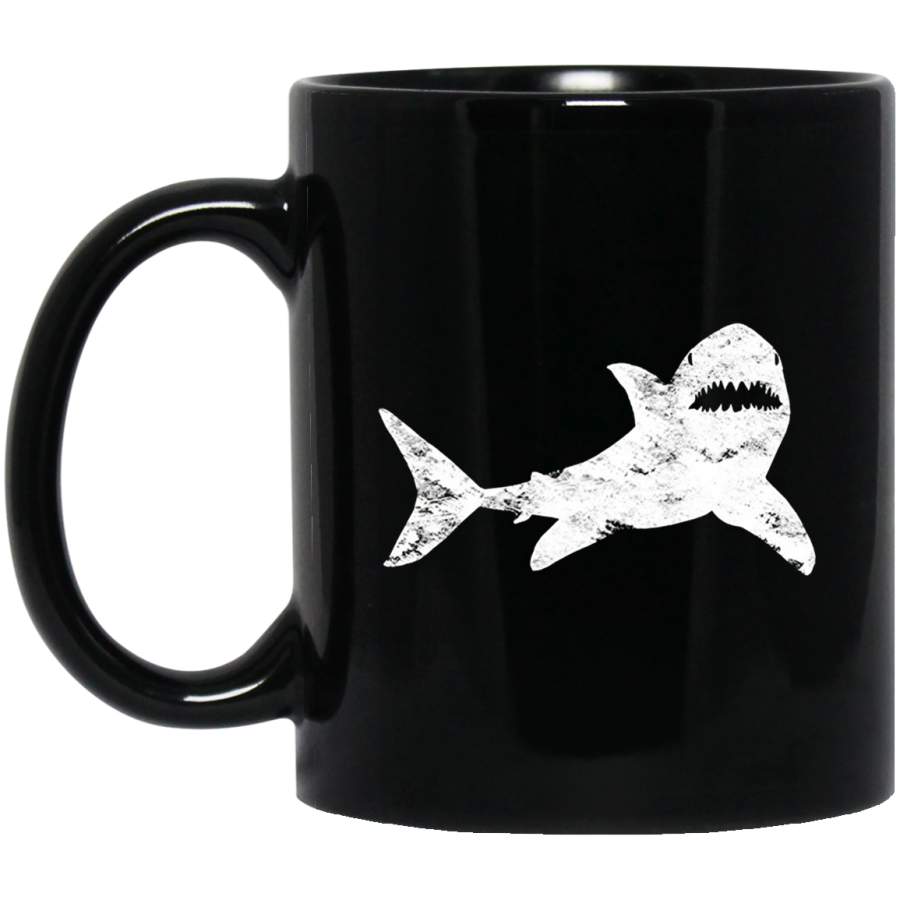 Shark Distressed Cool Vintage Mug Shark Bite Mug 11 oz 15 oz Black Mug