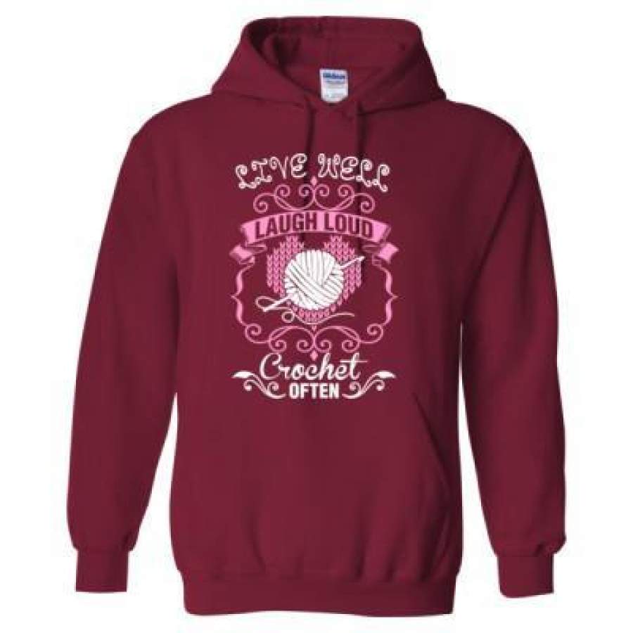 AGR Live Well Laugh Loud Crochet Often Sew – Heavy Blend™ Hooded Sweatshirt