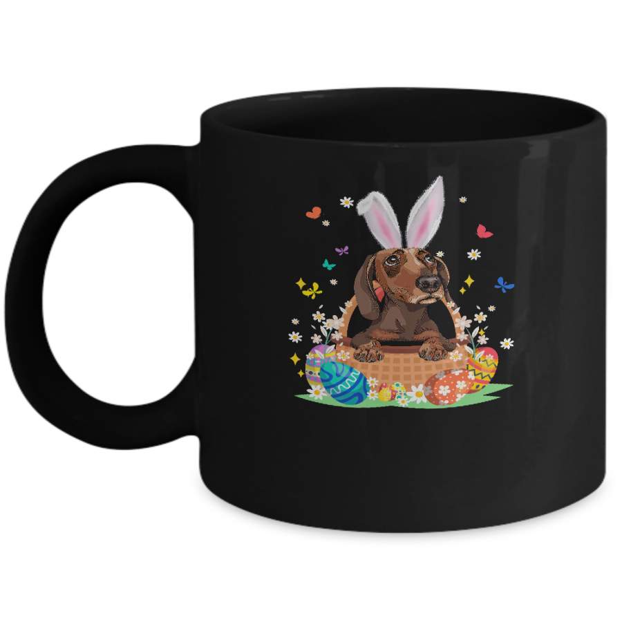 Dachshund Bunny Hat Rabbit Easter Eggs Mug