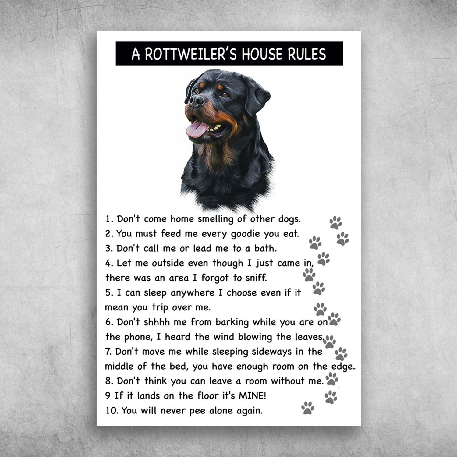 A Rottweilers House Rules Dont Come Home Canvas Christmas Gift Ideas