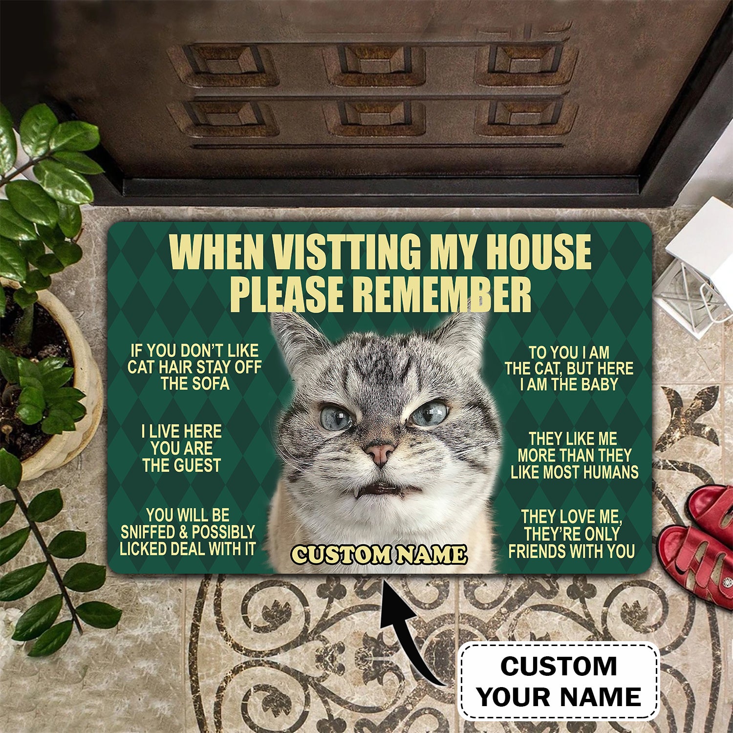 Grumpy Cat Doormat – Personalized Name 3D – Grumpy Htv 106