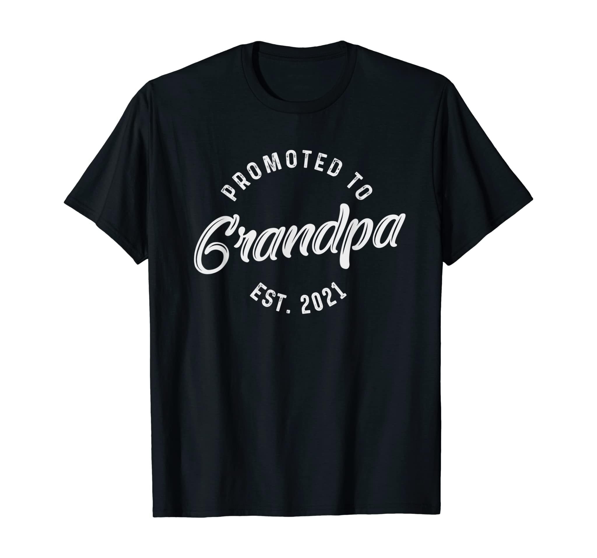 Mens Promoted To Grandpa Est 2021 Funny New Grandfather Gift Baby T-Shirt