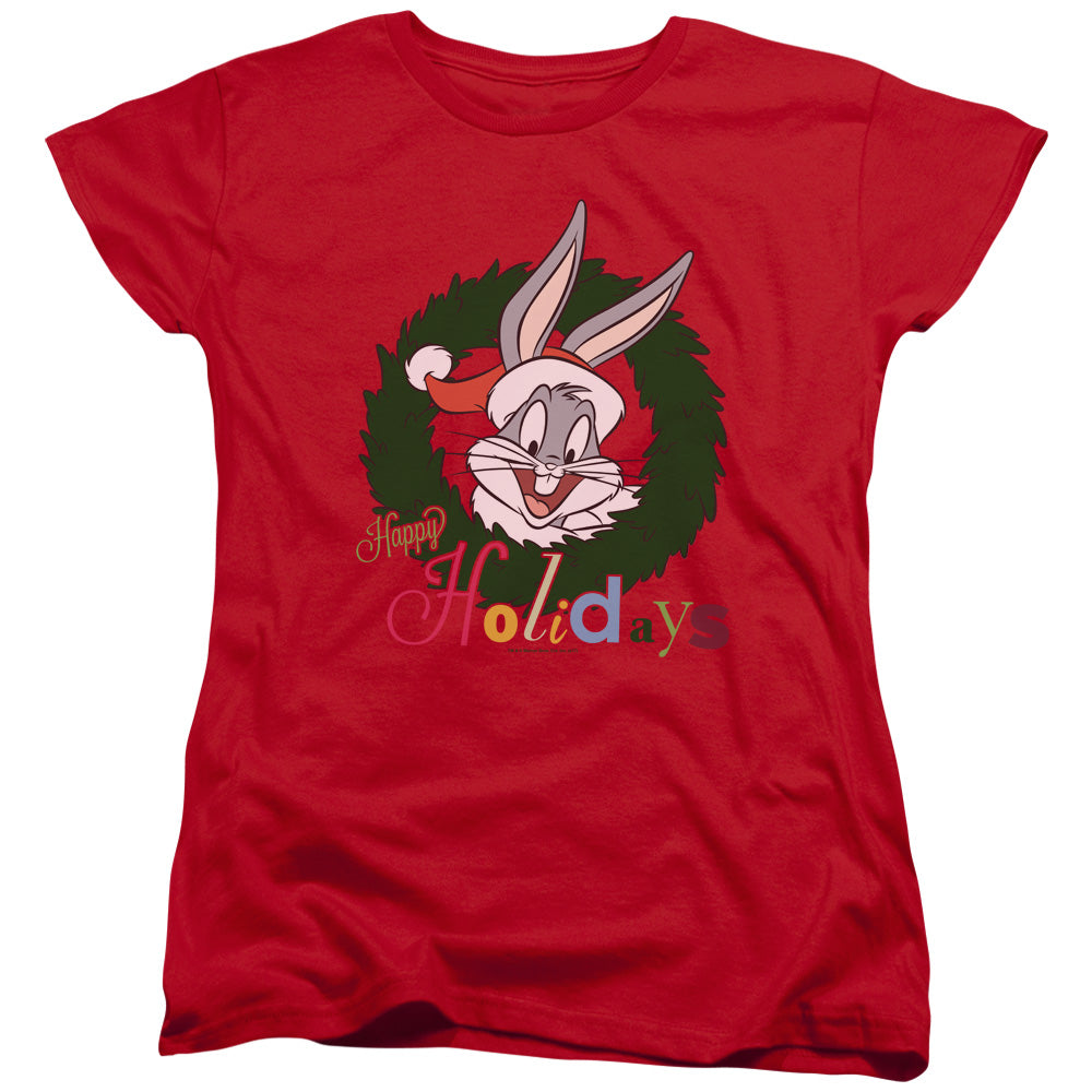 Looney Tunes Holiday Bunny Womens T Shirt Red