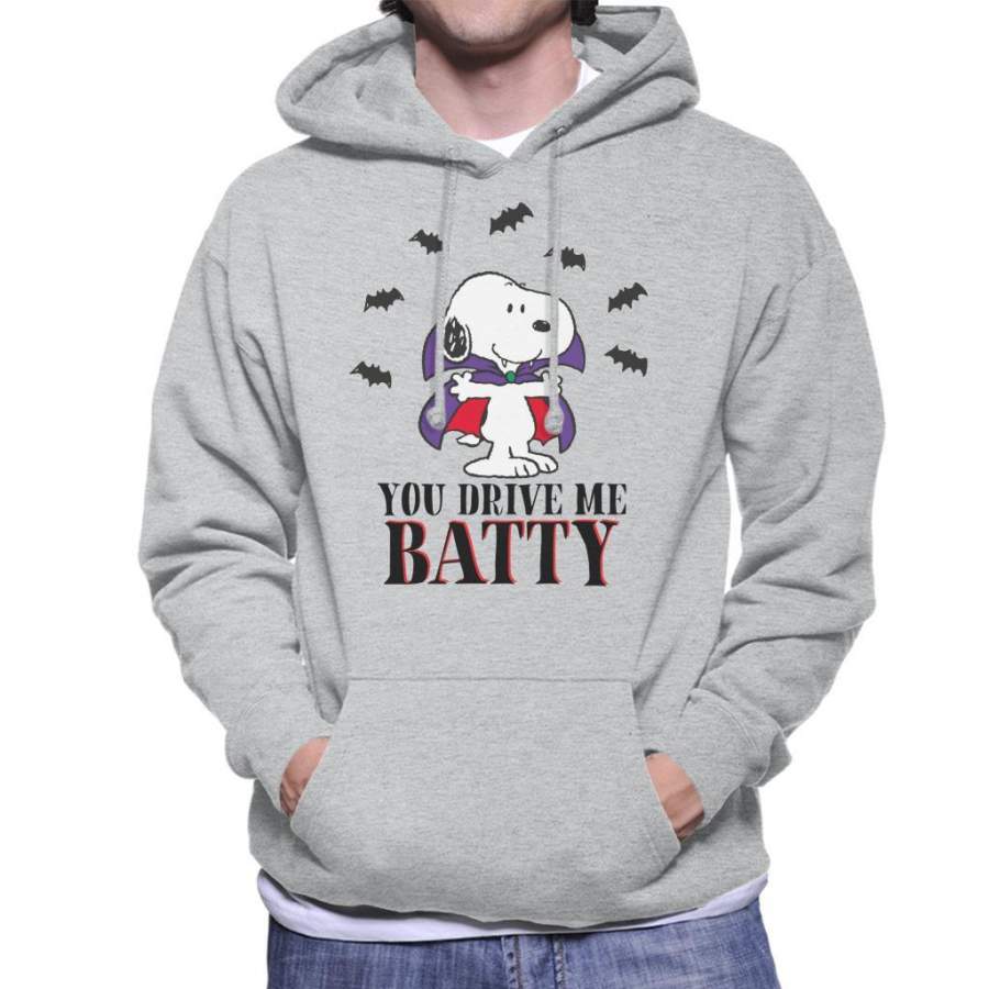 Peanuts You Drive Me Batty Halloween Snoopy Men’s Hooded Sweatshirt