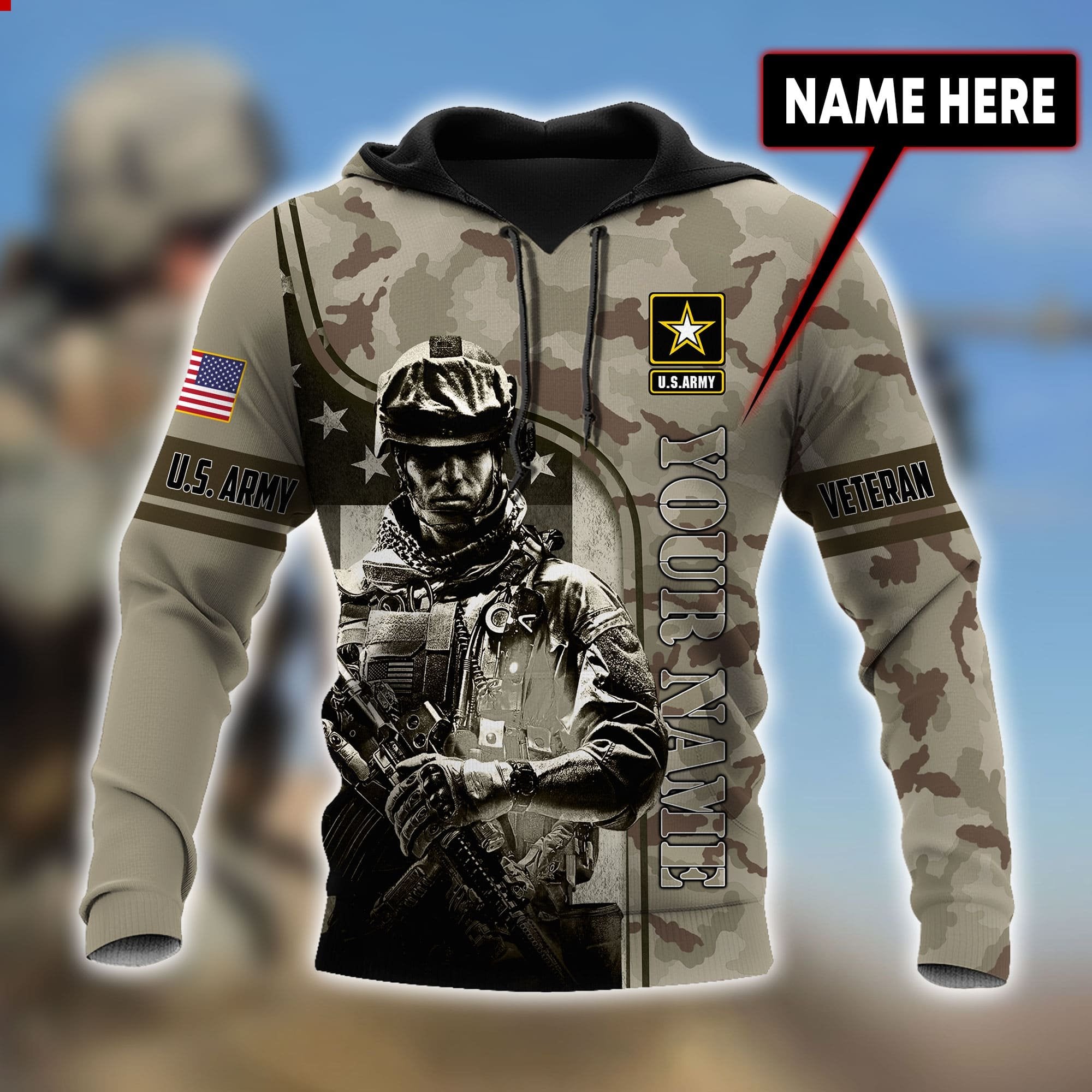 Customized Name Us Army All Over Printed Unisex Shirts