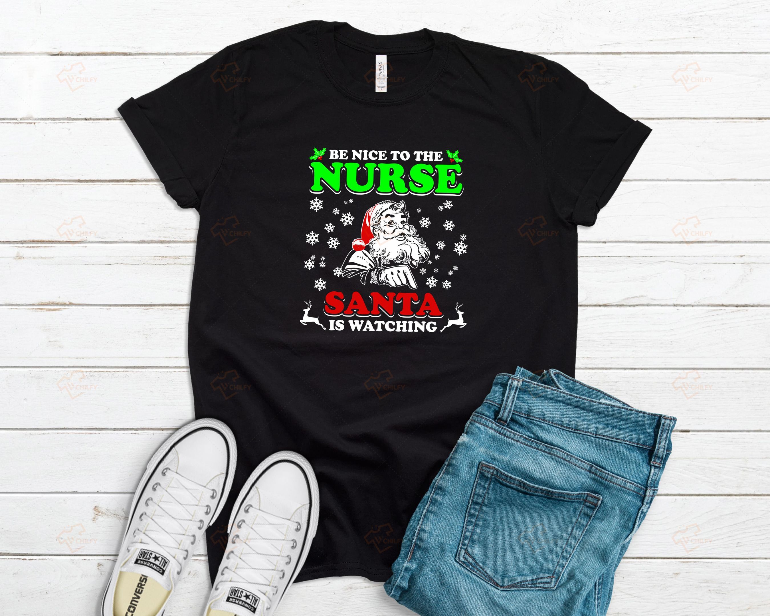 Nurse With Santa Shirt, Christmas Gift For Nurse, Christmas Nursing Shirt, Funny Nursing Shirt