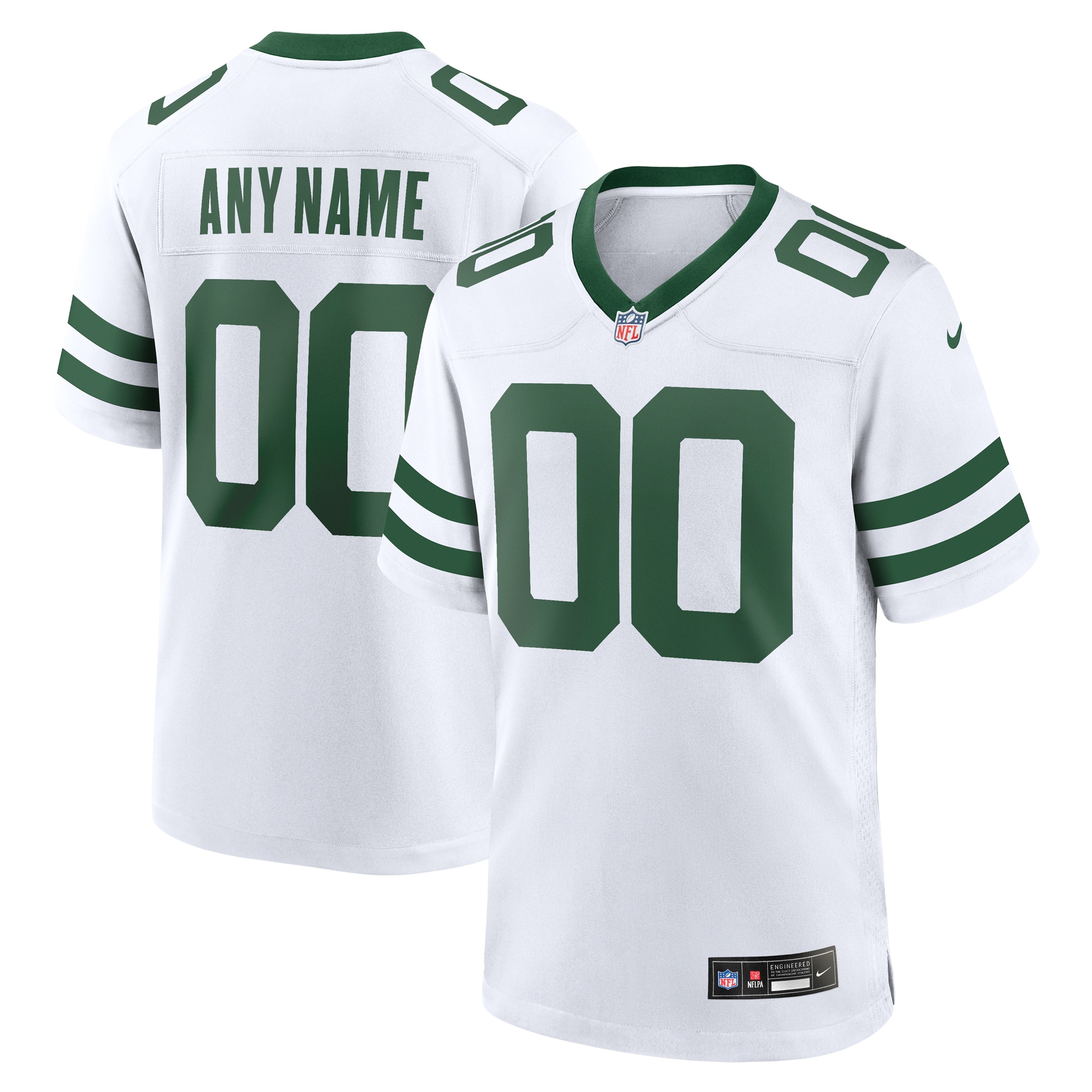 Men’s New York Jets White Legacy Custom Game Jersey