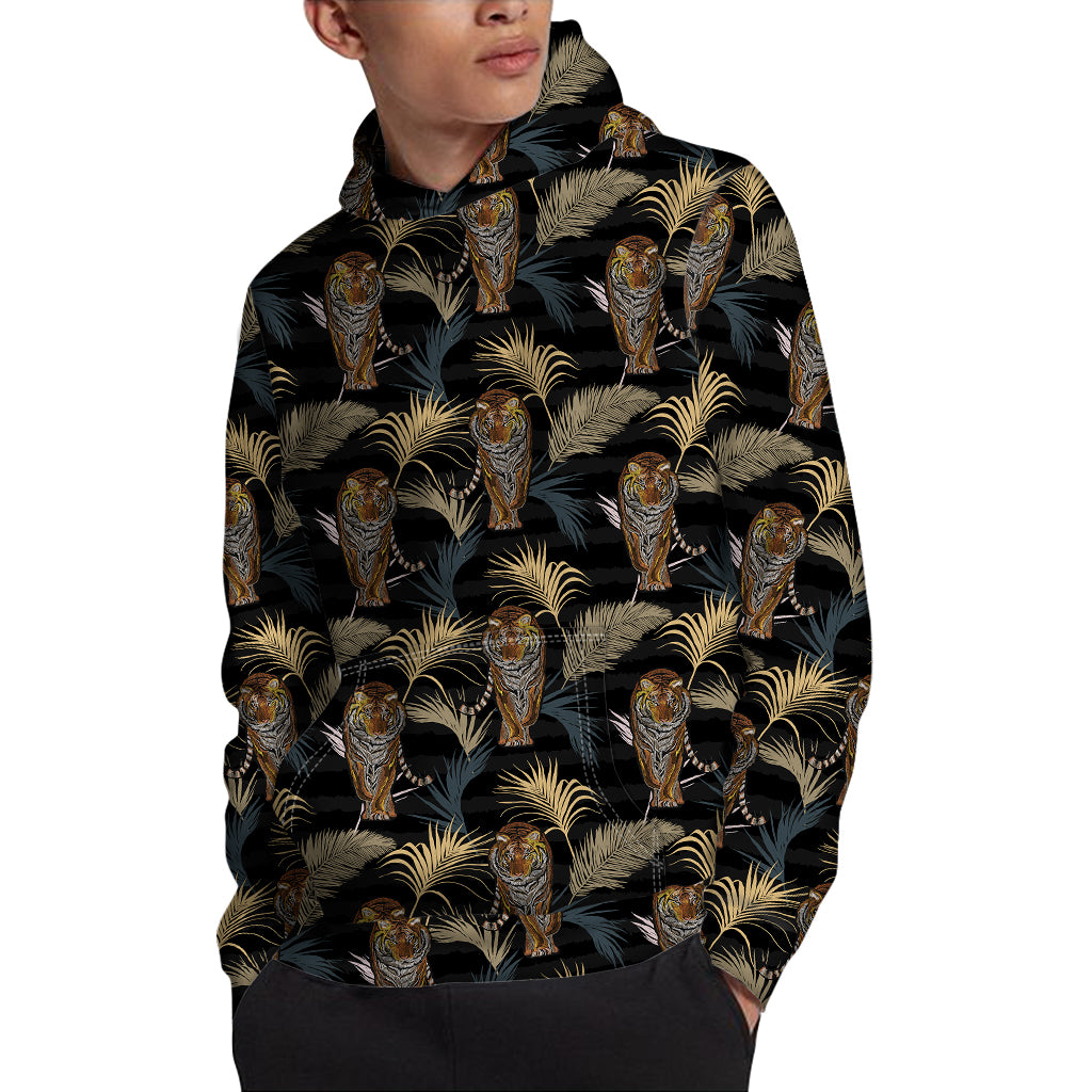 Vintage Tropical Tiger Pattern Print Pullover Hoodie