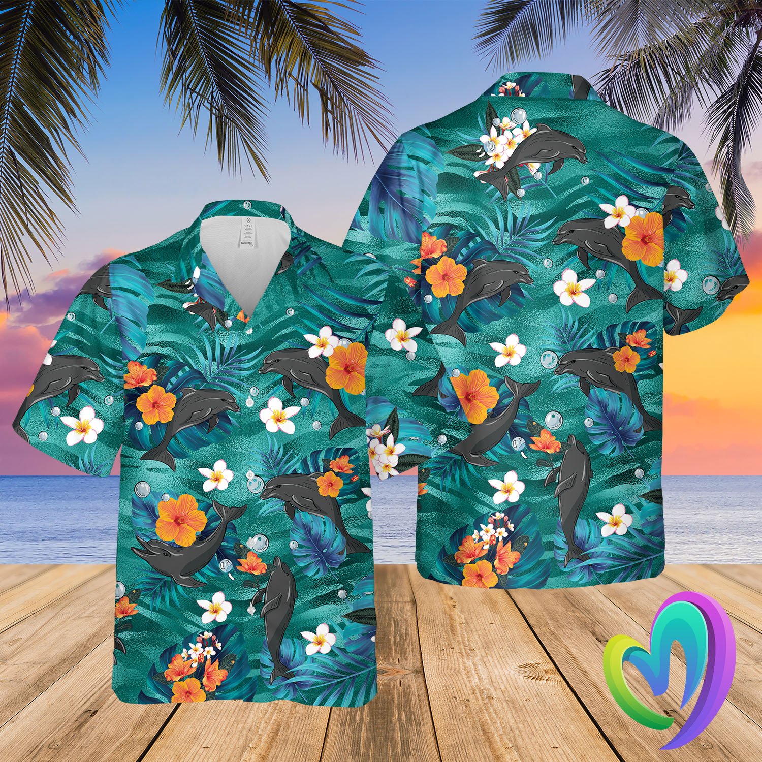 Dolphin Hawaii Summer Beach Shirt Funny Aloha Ha41484