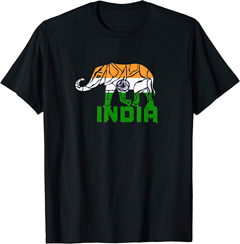 Indian elephant with national colours and national flag gift T-Shirt