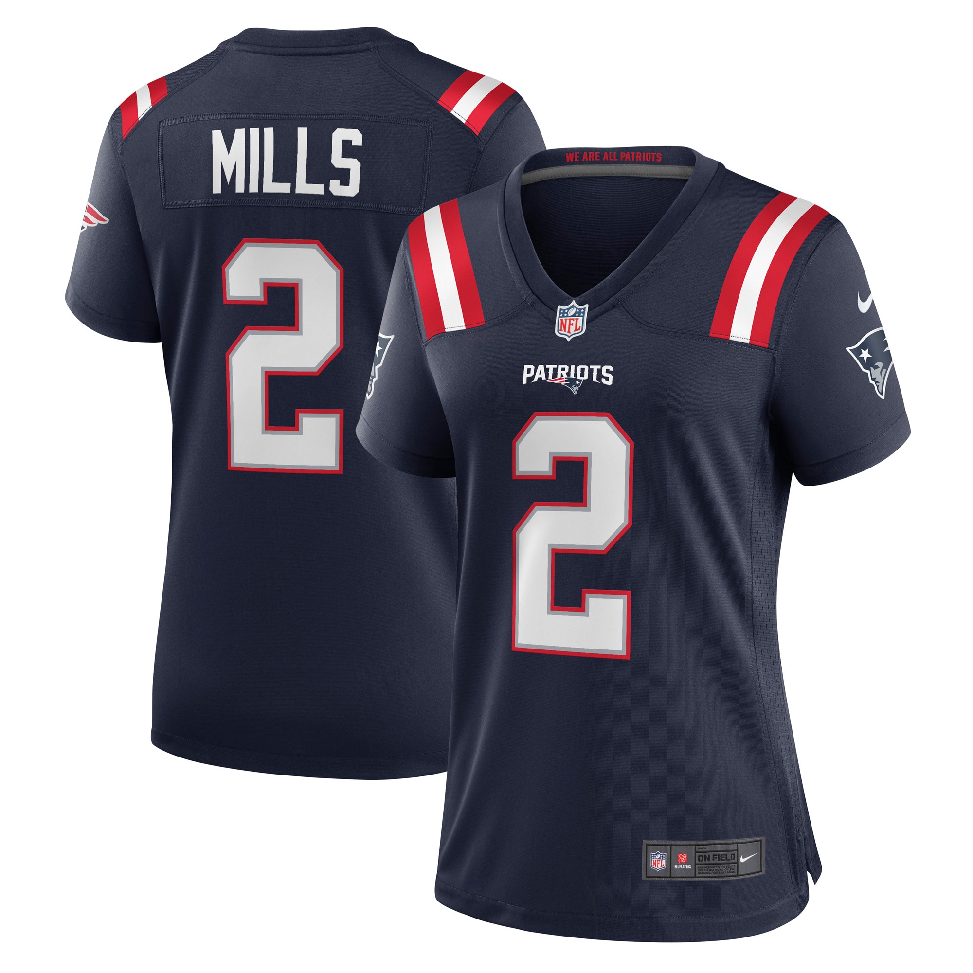 Women’s New England Patriots Jalen Mills Navy Game Player Jersey