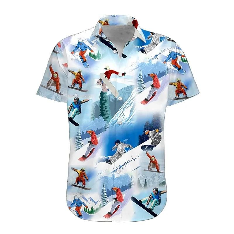 Snowboarding Aloha Hawaii Shirt Colorful Short Sleeve Summer Beach Casual For Men And Women Ha67345