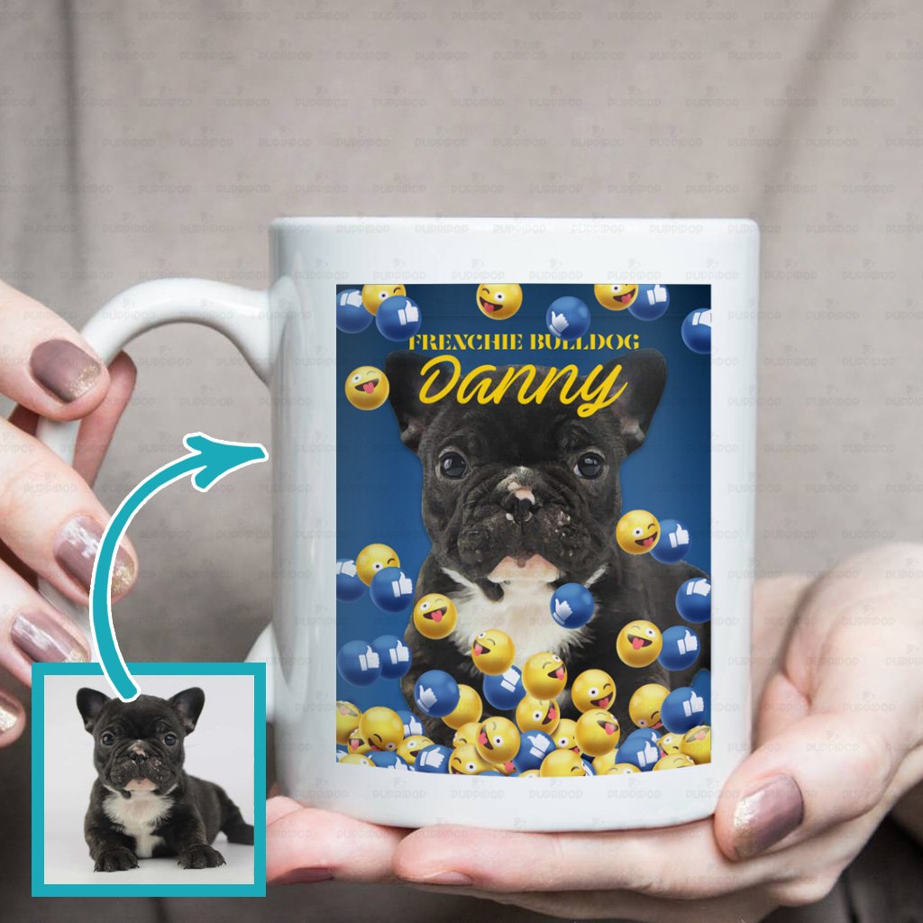 Personalized Gift – Funny Icon Reaction Social Media Portrait Puppy For Puppy Lovers – White Mug