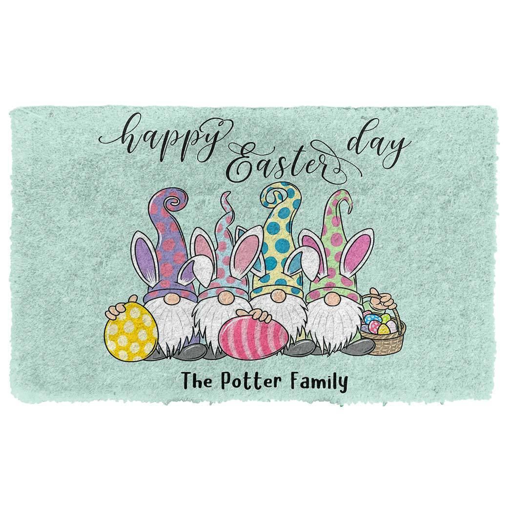 3D Happy Easter Gnomes Custom Name Doormat