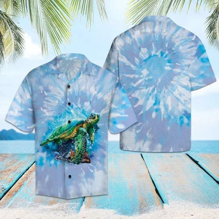 Turtle Blue Tie Dye Hawaii Shirt Ha38362