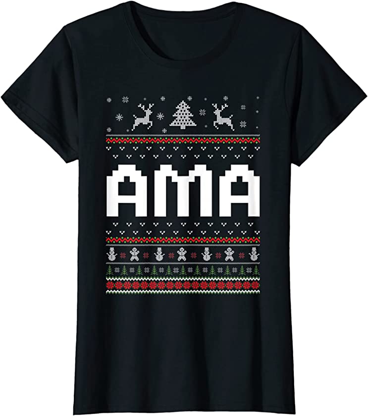 Womens Ama Ugly Holiday Party Matching Ugly Christmas Sweater T-Shirt