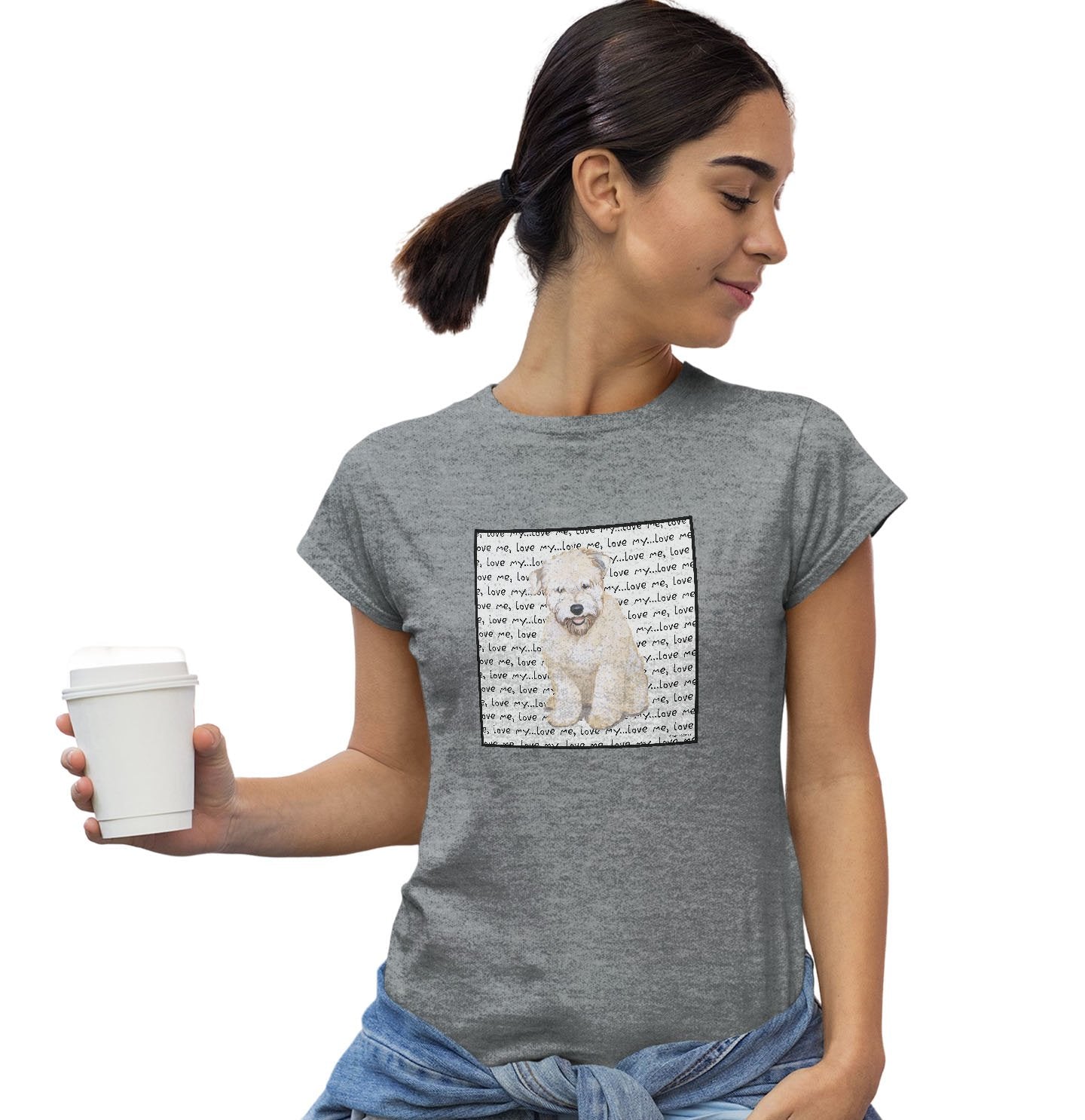 Wheaten Terrier Puppy Love Text – Women’S Fitted T-Shirt