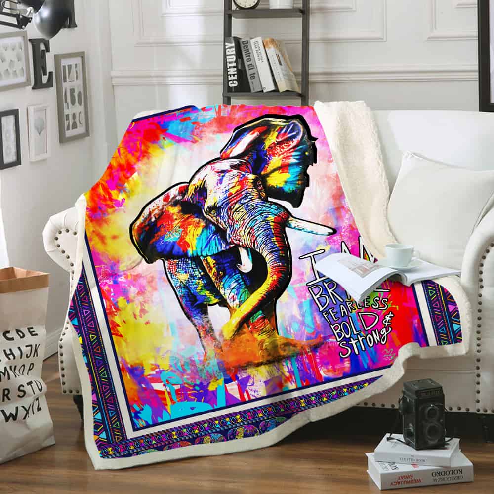 Hippie Elephant Sofa Sherpa Blanket TH316