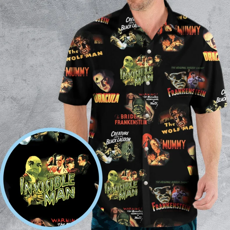 Teaming Monsters All Up Universal Monsters Hawaiian Shirt